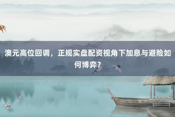 澳元高位回调，正规实盘配资视角下加息与避险如何博弈？