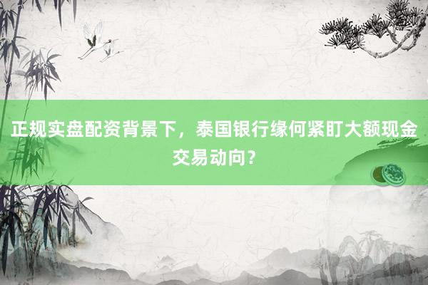 正规实盘配资背景下，泰国银行缘何紧盯大额现金交易动向？