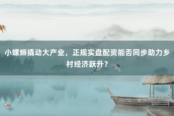 小螺蛳撬动大产业，正规实盘配资能否同步助力乡村经济跃升？