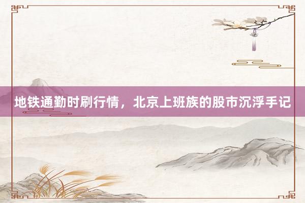 地铁通勤时刷行情，北京上班族的股市沉浮手记