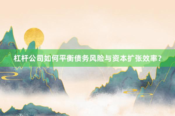 杠杆公司如何平衡债务风险与资本扩张效率？