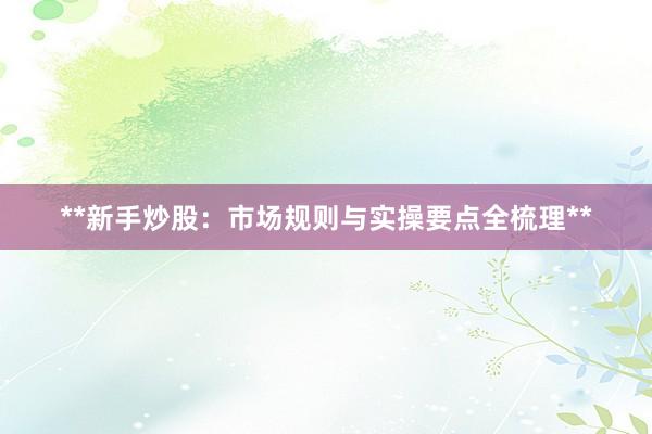 **新手炒股：市场规则与实操要点全梳理**