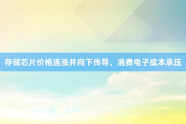 存储芯片价格连涨并向下传导，消费电子成本承压
