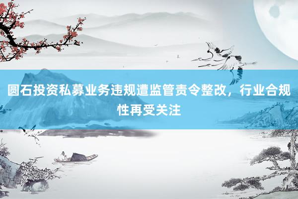 圆石投资私募业务违规遭监管责令整改，行业合规性再受关注